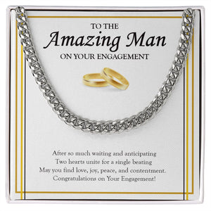 Two Hearts Unite cuban link chain silver front
