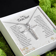 Load image into Gallery viewer, Bringing Your Heart To Classroom cz cross pendant close up
