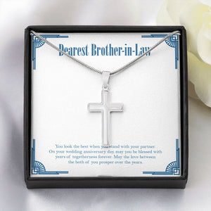 With Years Of Togetherness stainless steel cross yellow flower