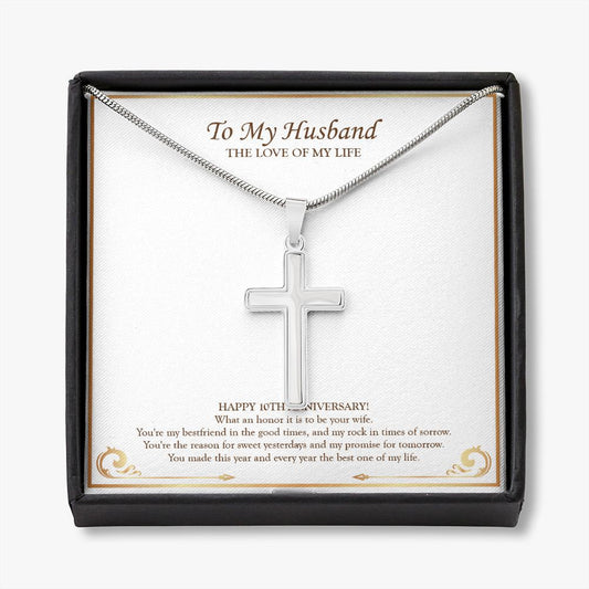You Are My Bestfriend stainless steel cross necklace front