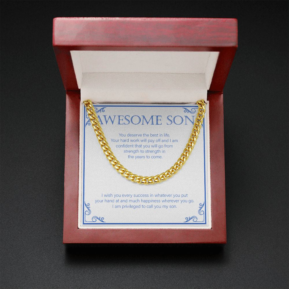 You Deserve The Best cuban link chain gold mahogany box led