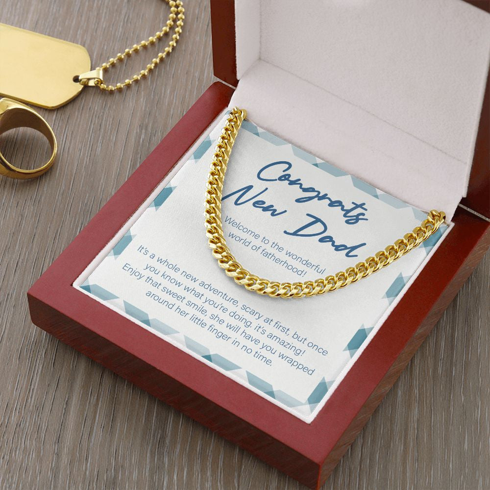 World of Fatherhood cuban link chain gold luxury led box