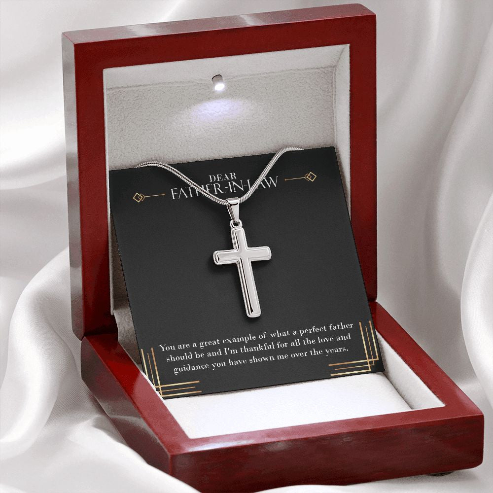 The Love And Guidance stainless steel cross premium led mahogany wood box