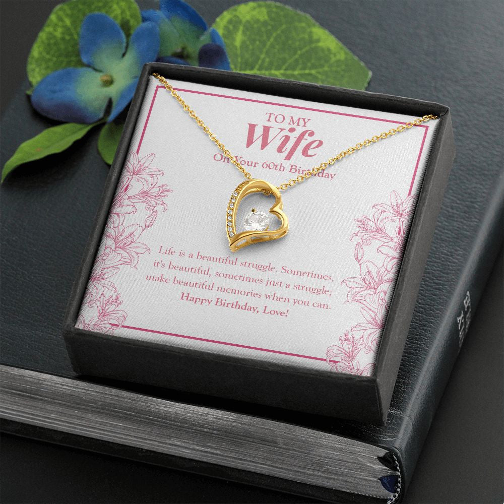 Life Is A Beautiful Struggle forever love gold necklace front