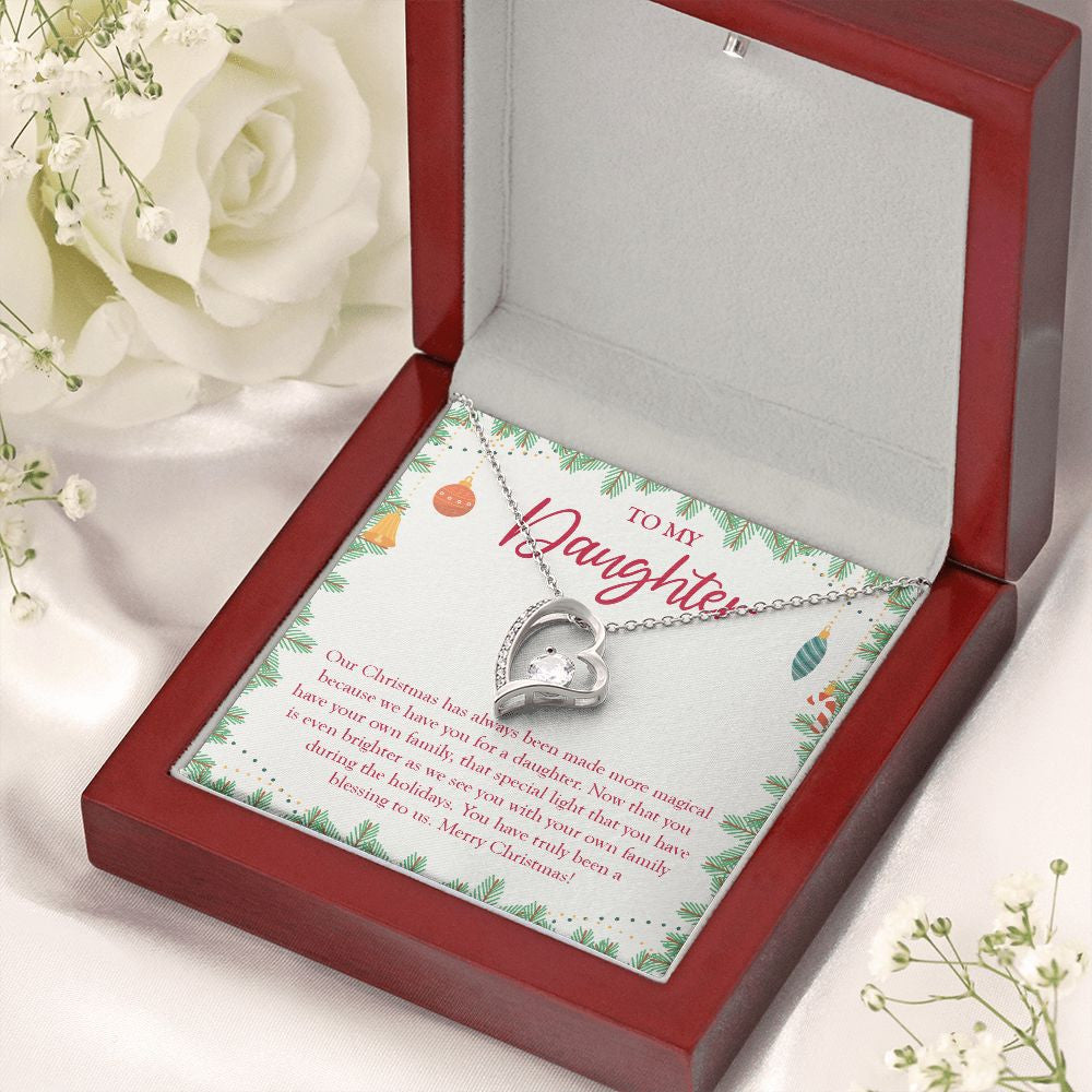 Your Special Light forever love silver necklace premium led mahogany wood box