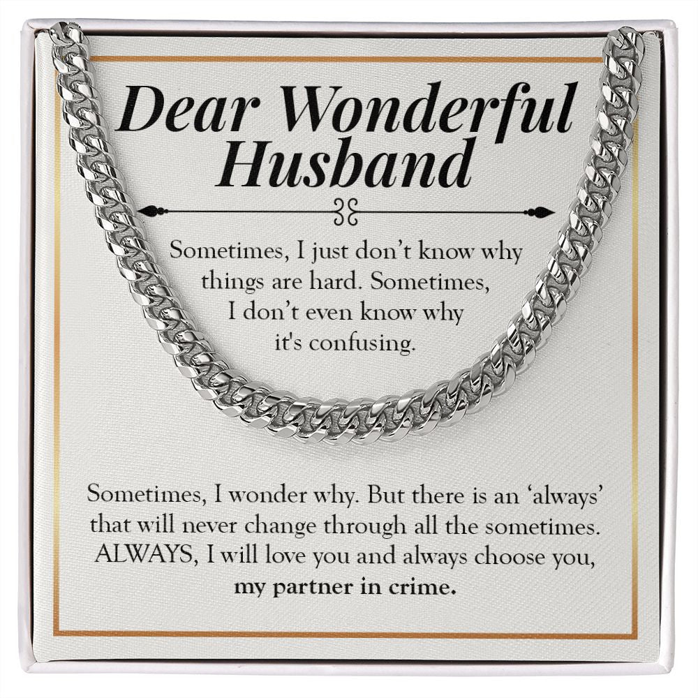 Will Always Love You cuban link chain silver front