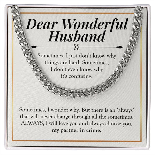 Will Always Love You cuban link chain silver front