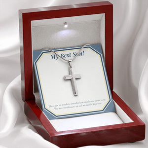 We Deeply Love You stainless steel cross premium led mahogany wood box