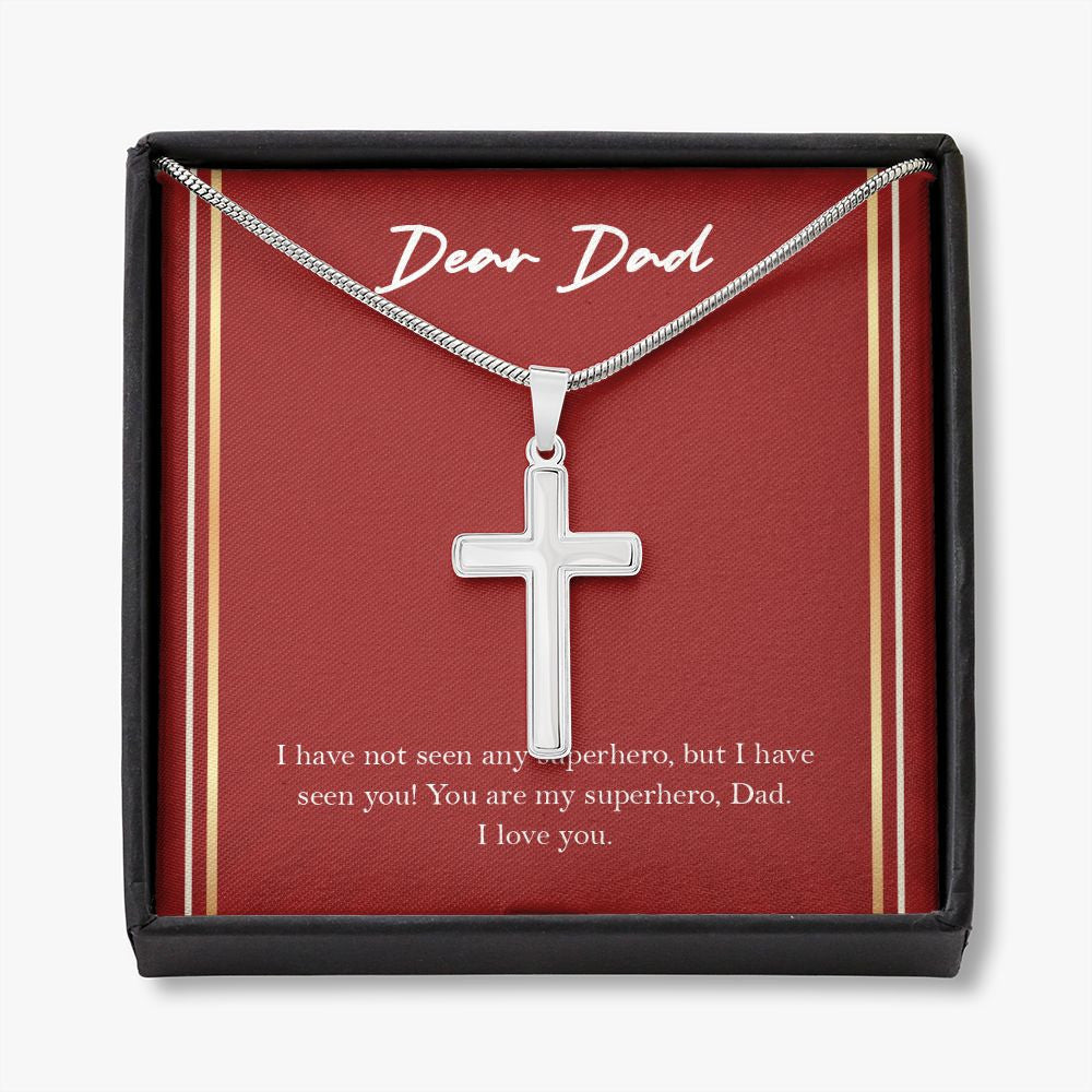 You Are My Superhero stainless steel cross necklace front