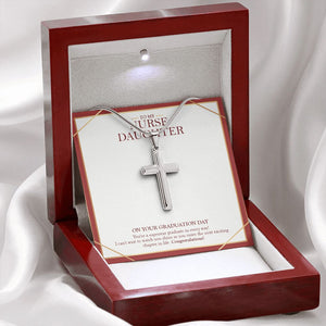 Exciting Chapter In Life stainless steel cross premium led mahogany wood box