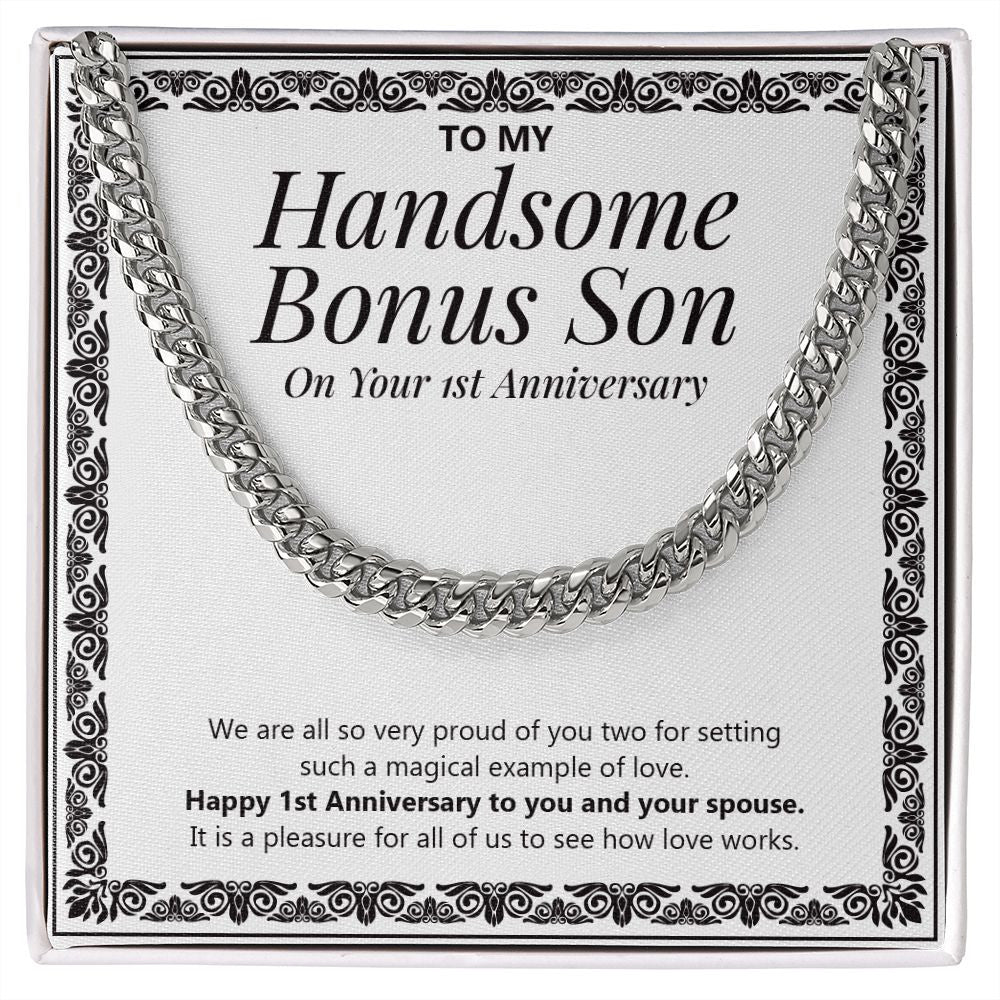 Magical Example Of Love cuban link chain silver front