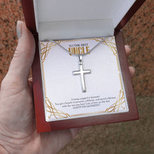 Load image into Gallery viewer, Spend A Lifetime stainless steel cross luxury led box hand holding
