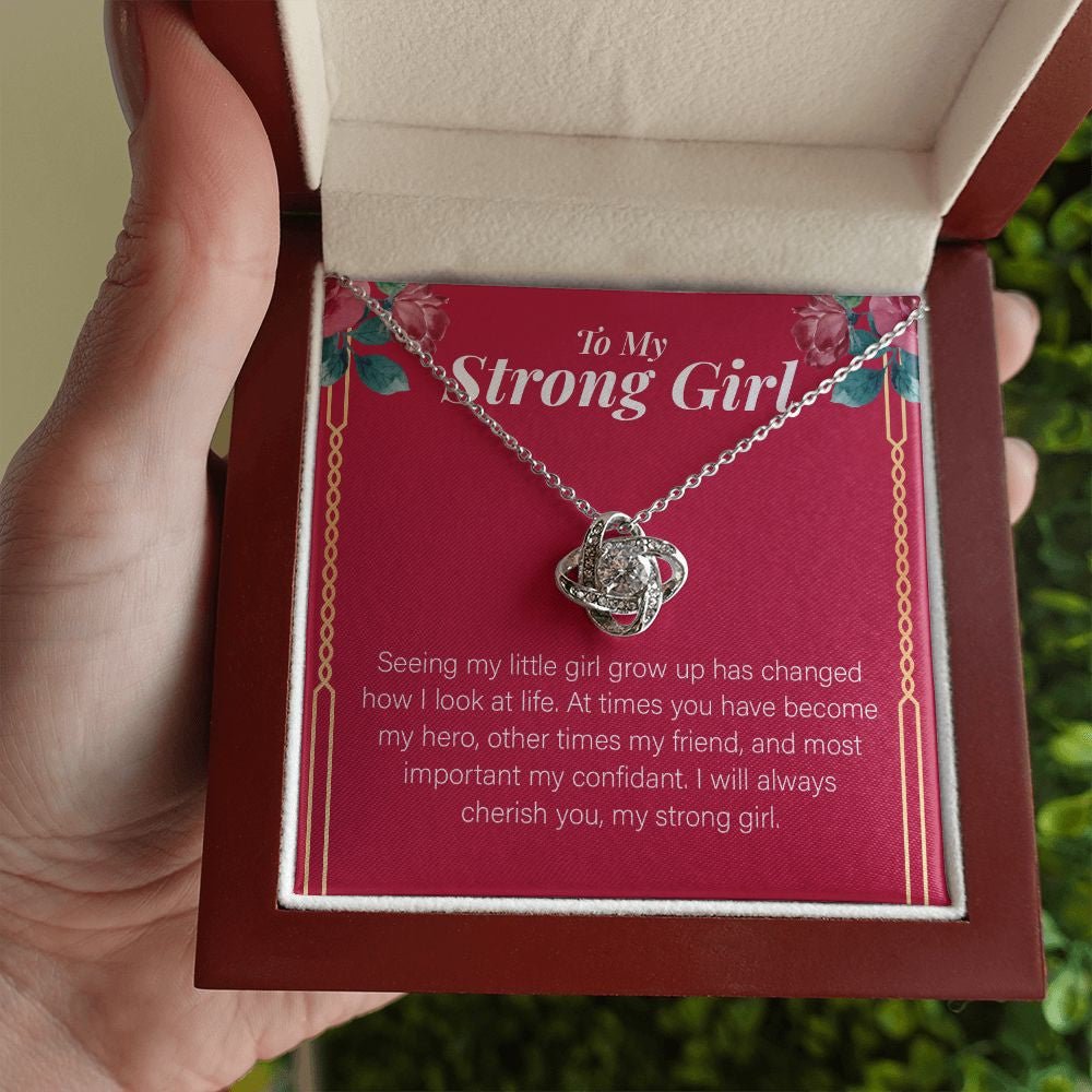 Always Cherish You love knot necklace luxury led box hand holding