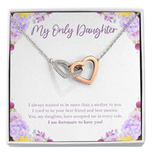 Load image into Gallery viewer, Fortunate To Have You interlocking heart necklace front
