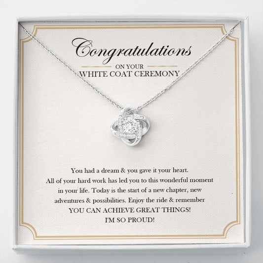 You Can Achieve Great Things love knot necklace front