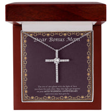 Load image into Gallery viewer, Gleam With Light Of Love cz cross necklace premium led mahogany wood box
