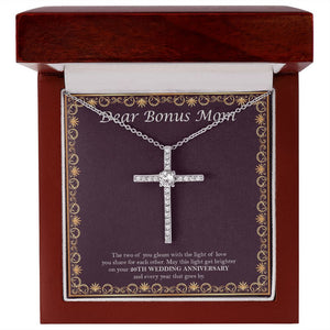 Gleam With Light Of Love cz cross necklace premium led mahogany wood box