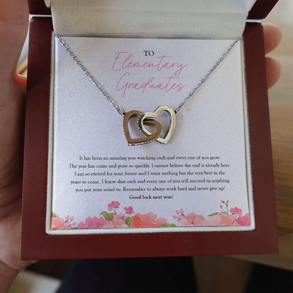 Work Hard And Never Give Up interlocking heart necklace luxury led box hand holding