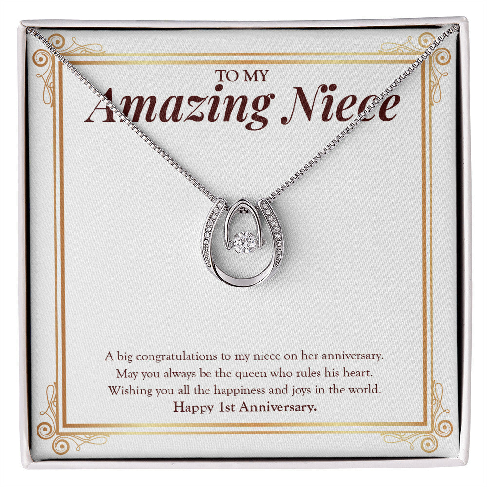 Always Be The Queen horseshoe necklace front