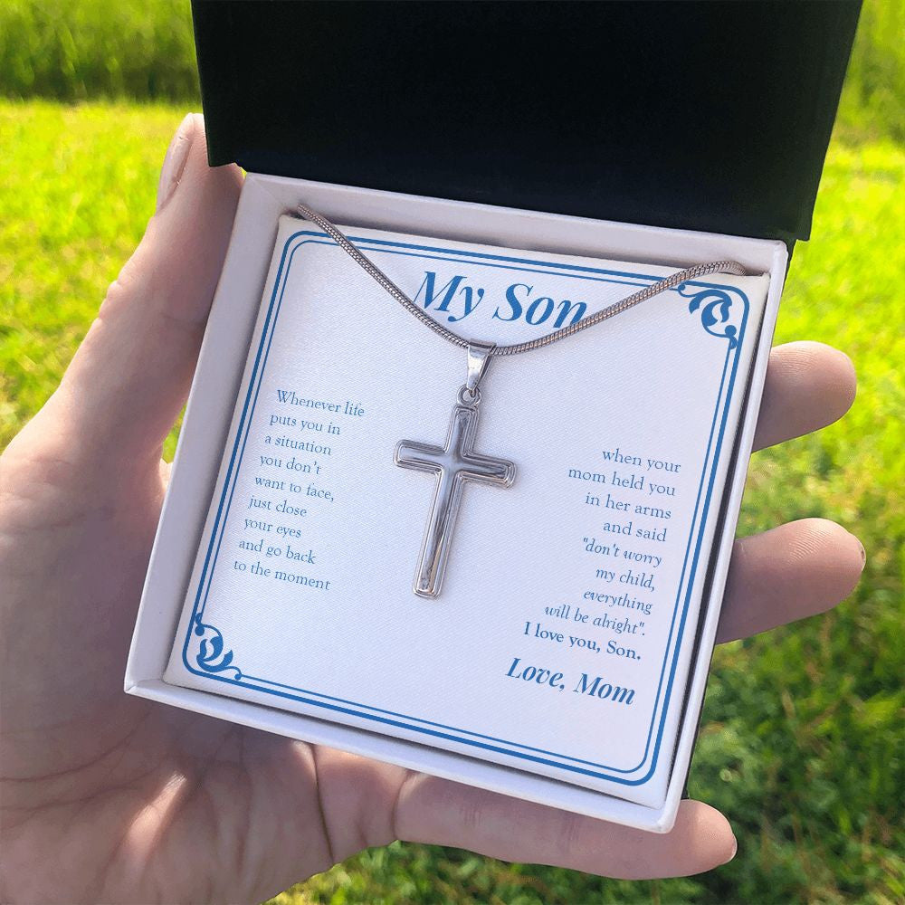Everything Will Be Alright stainless steel cross standard box on hand