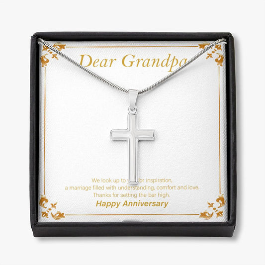 Marriage Filled With Love stainless steel cross necklace front