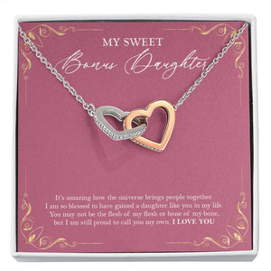 Blessed To Gained interlocking heart necklace front