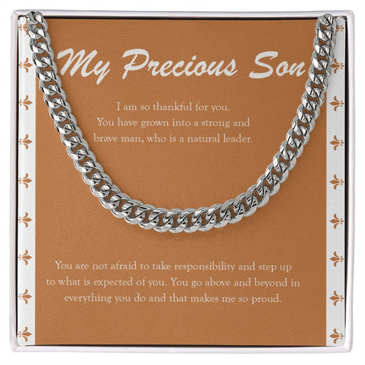 Strong and Brave Man cuban link chain silver front