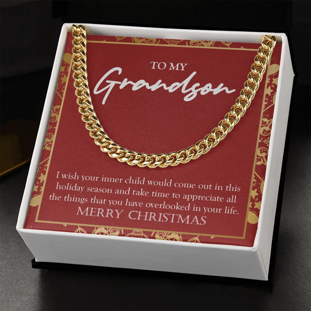Inner Child Would Come Out cuban link chain gold standard box