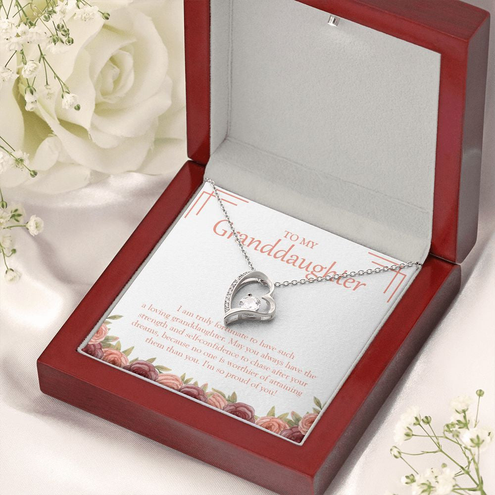 Strength And Self-Confidence forever love silver necklace premium led mahogany wood box