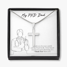 Load image into Gallery viewer, More Deserving Of Thank You stainless steel cross necklace front
