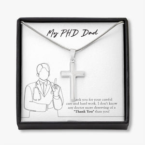More Deserving Of Thank You stainless steel cross necklace front