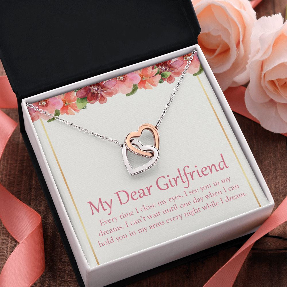 I See You In My Dreams interlocking heart pendant pink flower