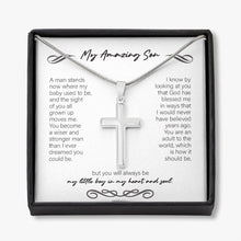 Load image into Gallery viewer, All Grown Up stainless steel cross necklace front
