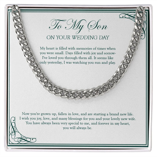 Forever In My Heart cuban link chain silver front