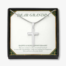 Load image into Gallery viewer, Joy In The Years Ahead stainless steel cross necklace front
