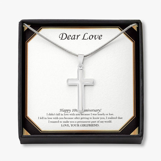 Falling In Love With You stainless steel cross necklace front