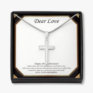 Falling In Love With You stainless steel cross necklace front
