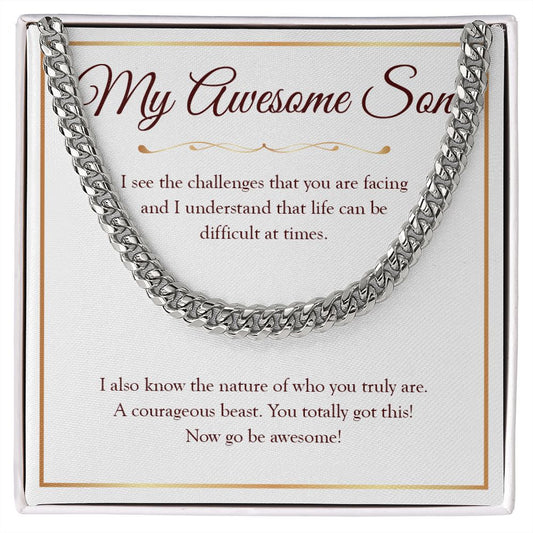 A Courageous Beast cuban link chain silver front