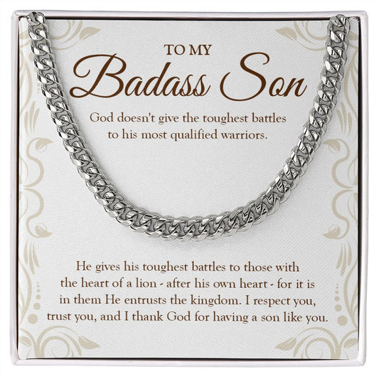 Heart Of A Lion cuban link chain silver front