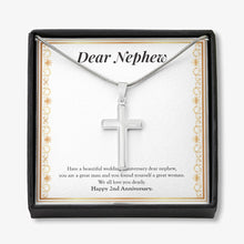 Load image into Gallery viewer, You Are A Great Man stainless steel cross necklace front
