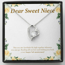 Load image into Gallery viewer, Two Lovebirds Fly forever love silver necklace front
