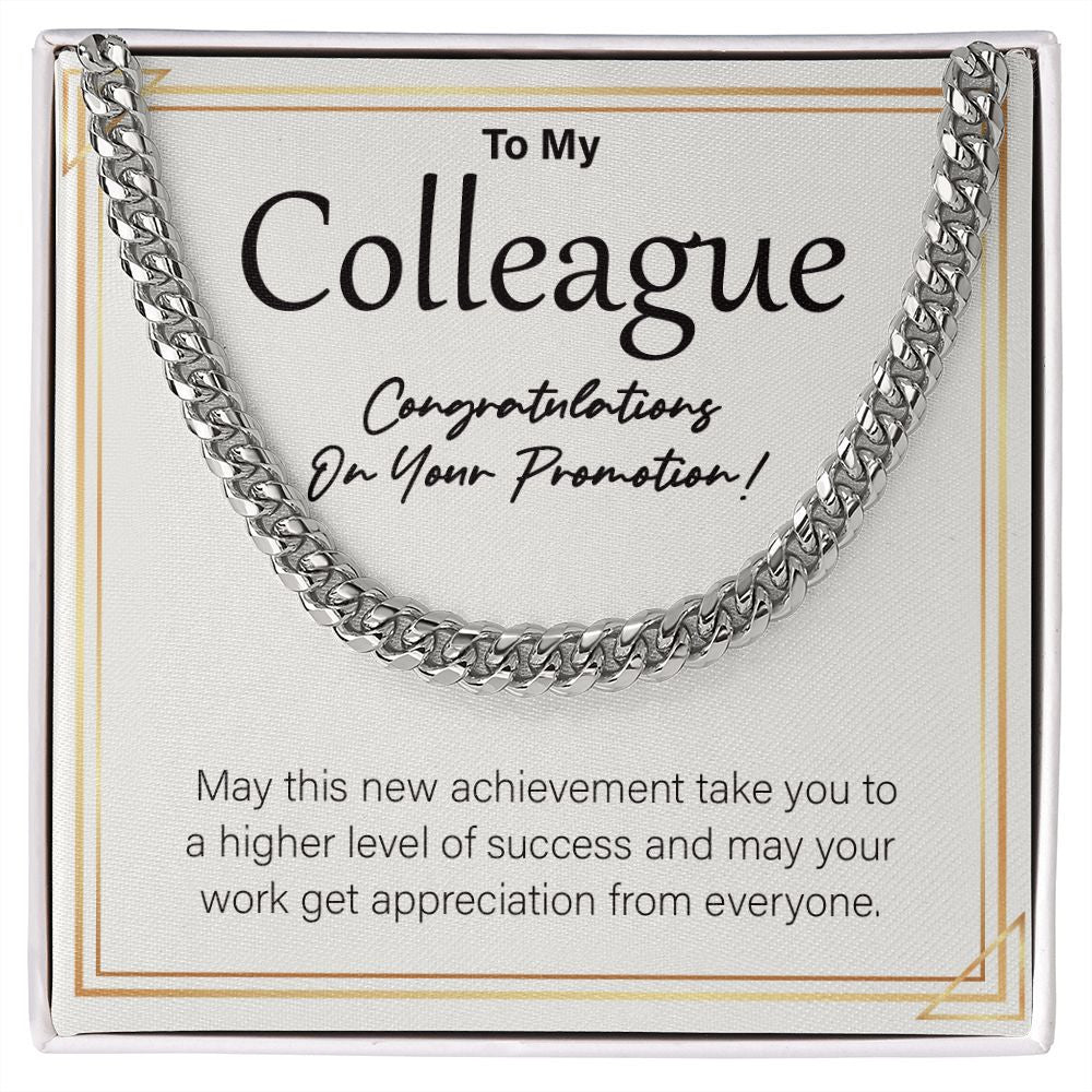 Higher Level Of Success cuban link chain silver front