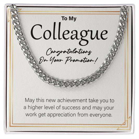 Higher Level Of Success cuban link chain silver front