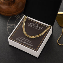 Load image into Gallery viewer, Sharing Sunsets And Dreams cuban link chain gold box side view
