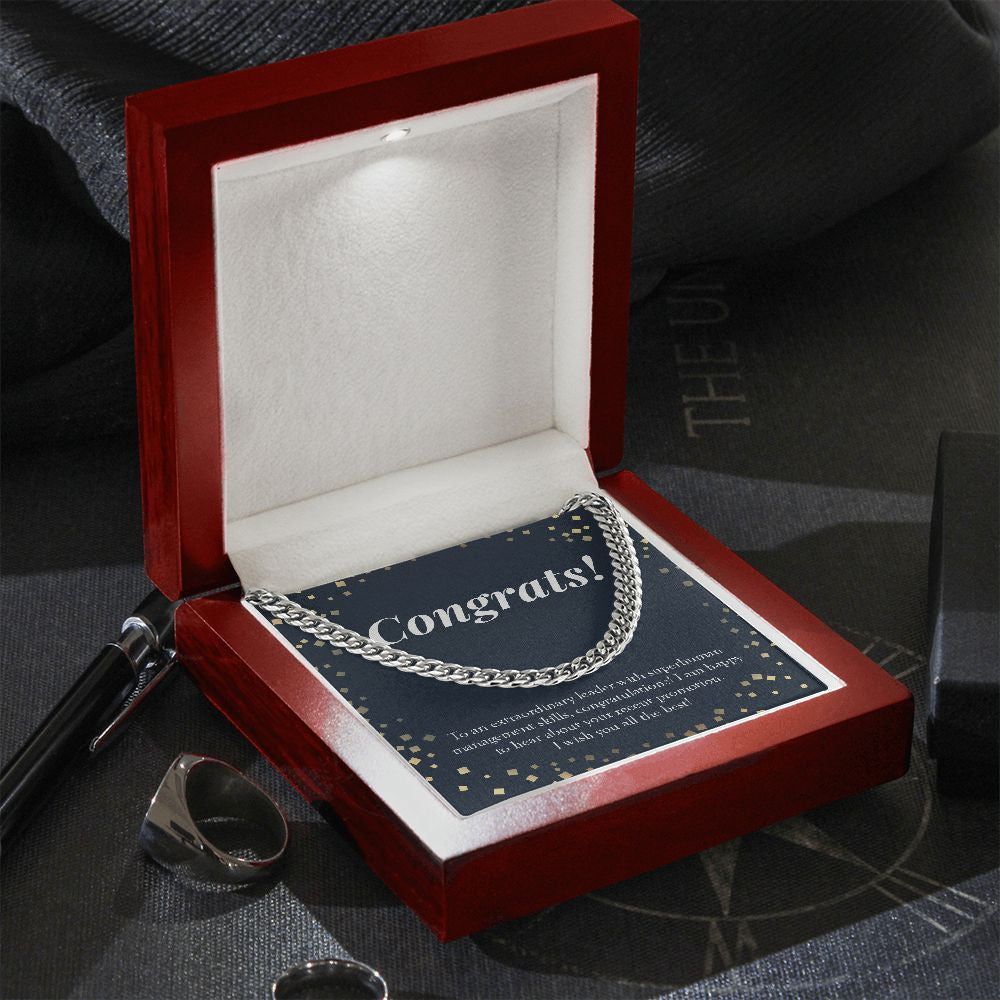 An Extraordinary Leader cuban link chain silver premium led mahogany wood box