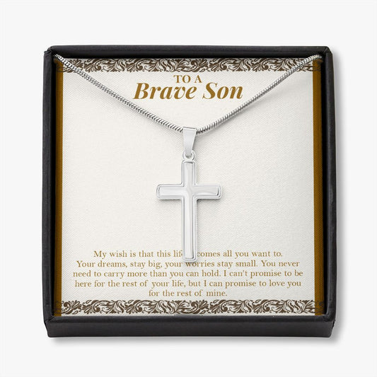 All That You Want It To stainless steel cross necklace front