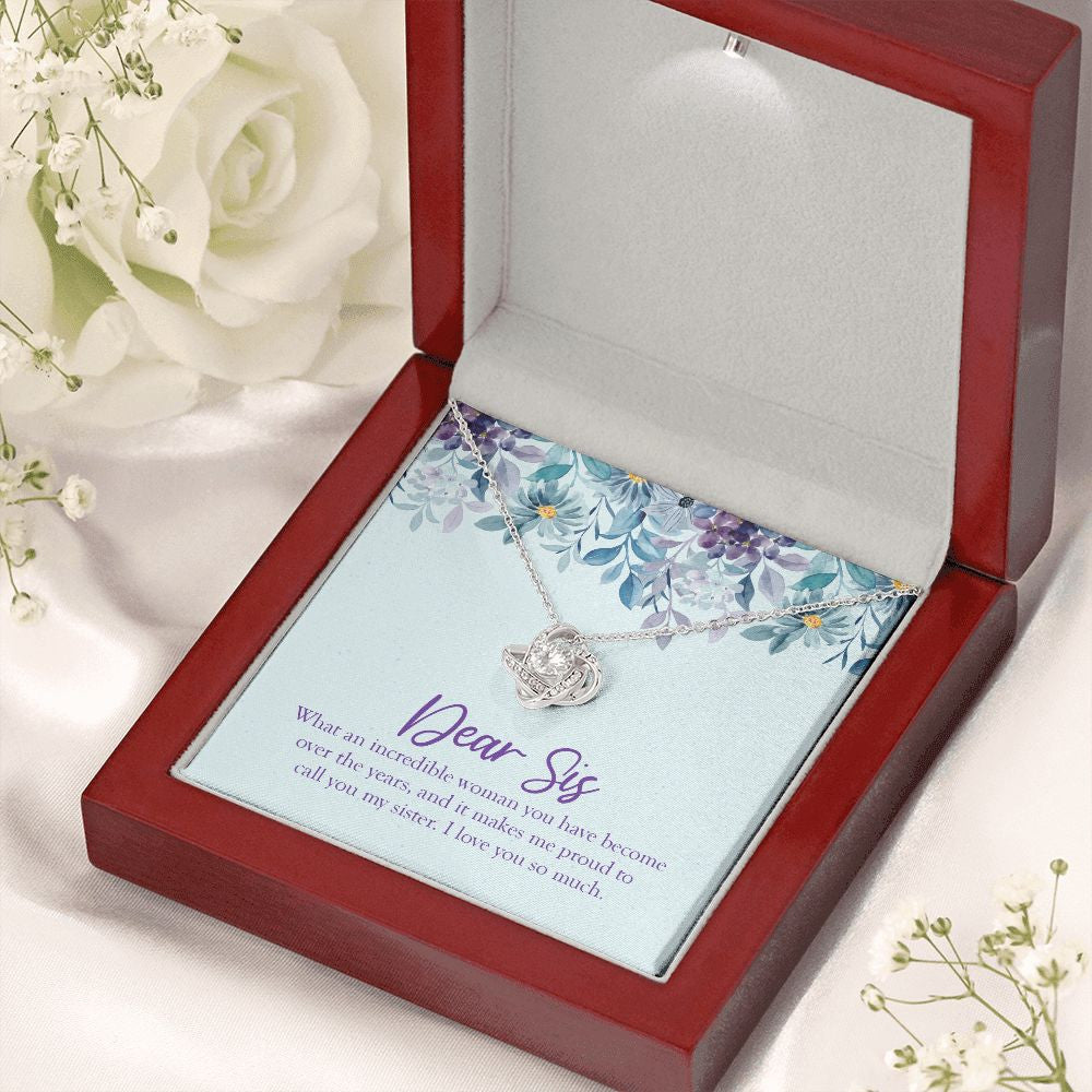 What An Incredible Woman love knot necklace premium led mahogany wood box