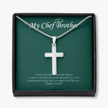 Load image into Gallery viewer, Expert Chef Like You stainless steel cross necklace front
