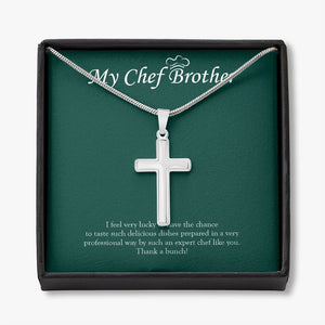 Expert Chef Like You stainless steel cross necklace front