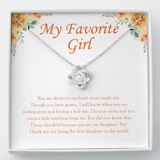 Every Single Day love knot necklace front